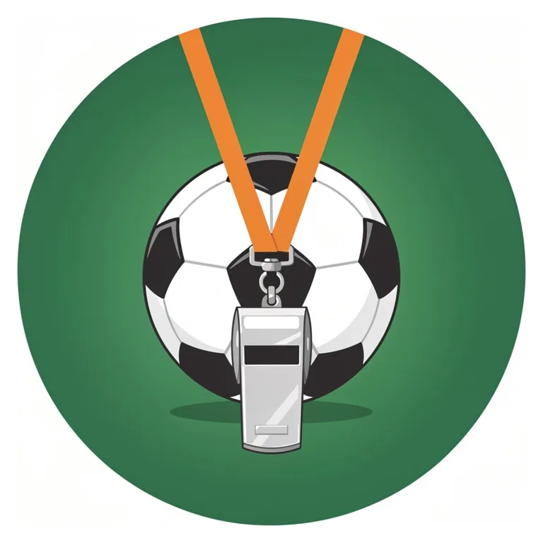 Sporten: fotboll med domarvisselpipa